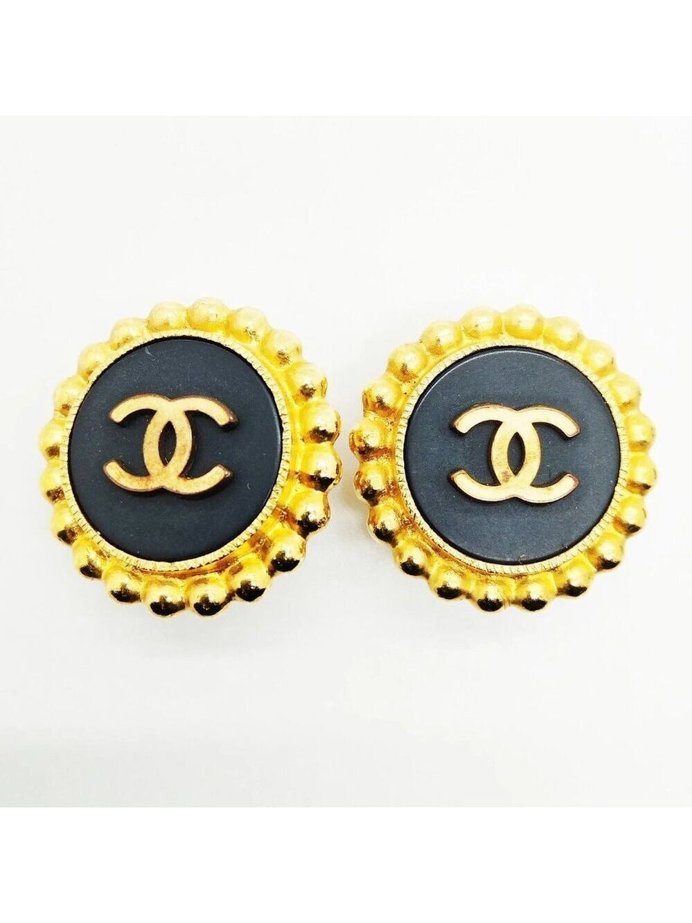 Chanel Earring Gold Black 93 A 397-050725